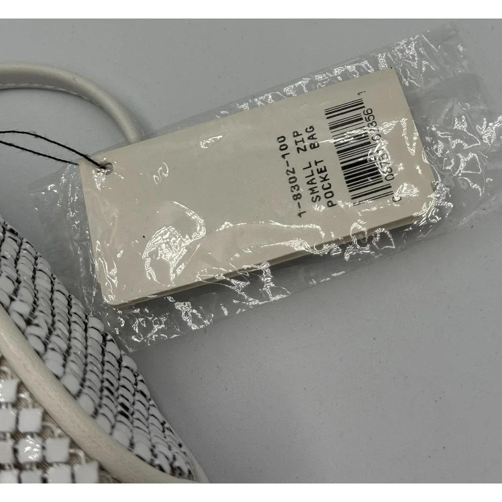 Whiting and Davis Mesh Metal Chainmail Crossbody Bag White Evening Clutch NWT